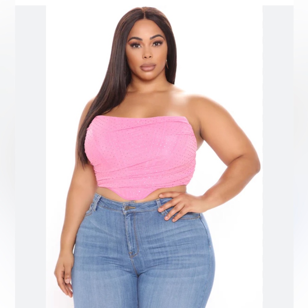 Fashion Nova fame & fortune pink rhinestone corset top party casual date 2X NWT